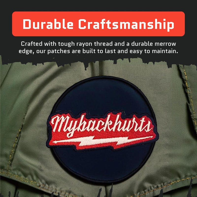 Jestik My Back Hurts Embroidery Patch - Funny Meme Embroidered Patches, Military Tactical Morale Patch with Hook and Loop Fastener, Cute Patches for Backpacks, Jeans, Jackets, Vests, Hats & More - Image 4